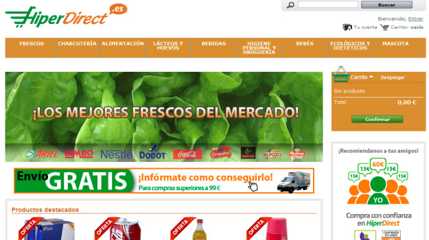 Comprar alimentos online en Hiperdirect