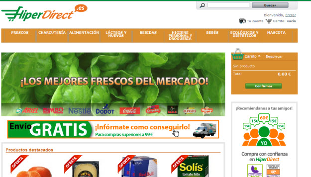 Supermercados online de confianza en Hiperdirect