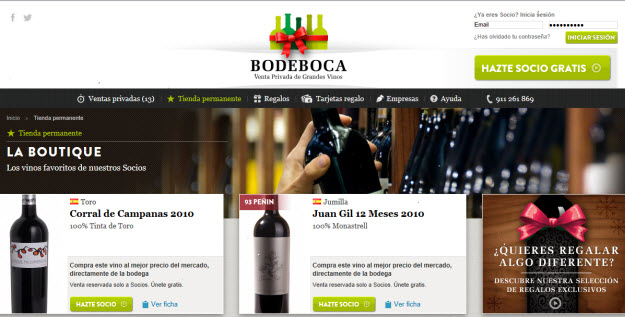 Club de ventas privadas de vinos en Bodeboca