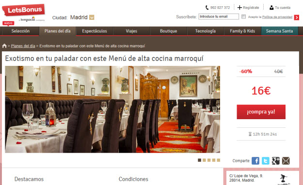 Restaurantes originales en Madrid en Letsbonus